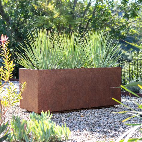 veradek metallic series long box planter|extra large corten steel planters.